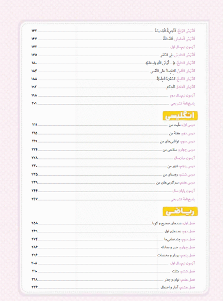 عکس فهرست کتاب ریاضی هشتم