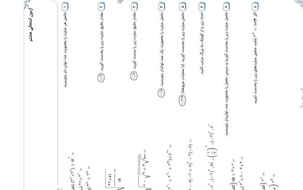 عکس فهرست کتاب ریاضی هشتم