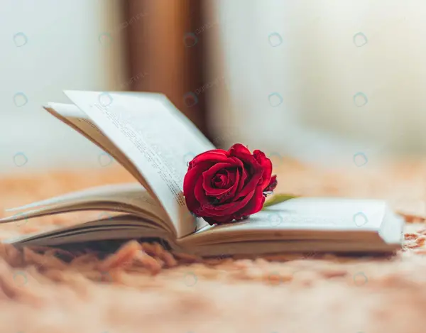 عکس کتاب و گل رز