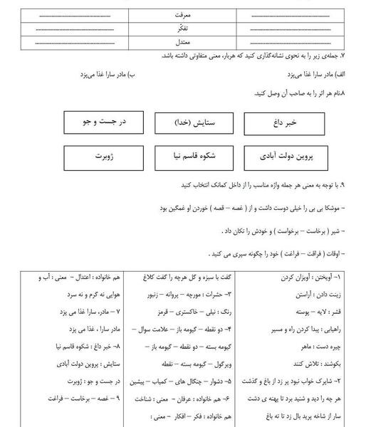عکس کتاب فارسی چهارم درس دوم