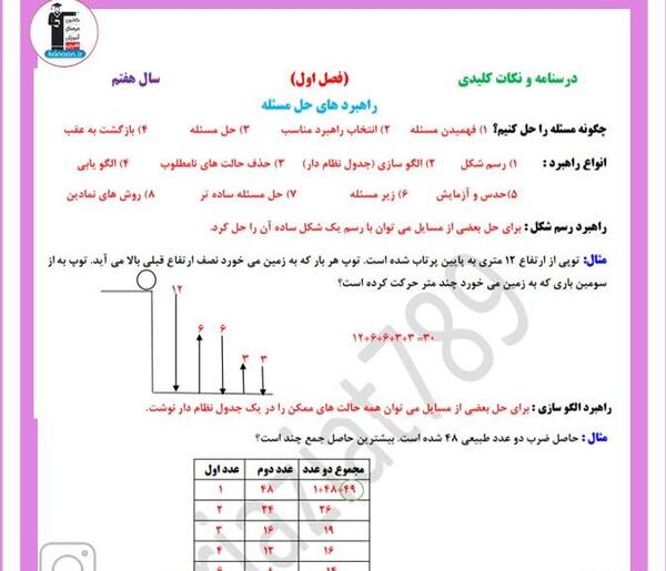 عکس کتاب ریاضی هفتم فصل اول
