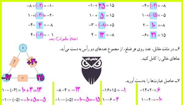 عکس کتاب ریاضی هفتم صفحه ۱۹