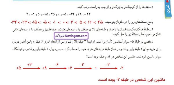 عکس کتاب ریاضی هفتم صفحه ۱۹