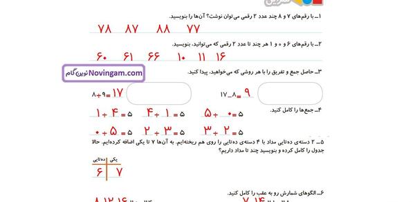 عکس کتاب ریاضی دوم دبستان صفحه اول