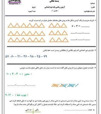 عکس کتاب ریاضی دوم دبستان صفحه اول