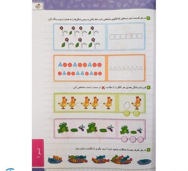 عکس صفحات کتاب ریاضی اول دبستان