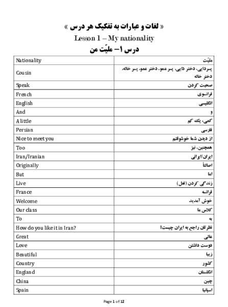 عکس کتاب زبان هشتم درس اول