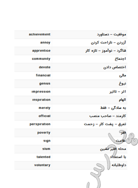 عکس کلمات اخر کتاب زبان هشتم
