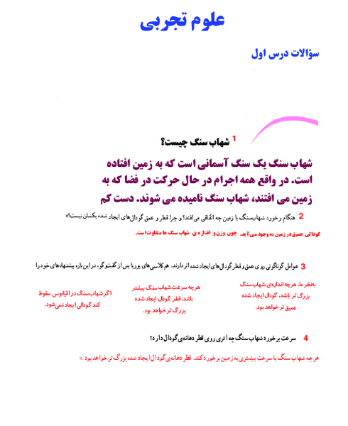 عکس های کتاب علوم ششم دبستان