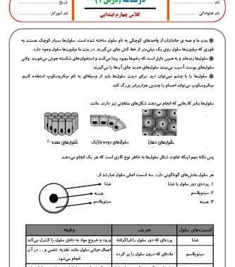 عکس سلول کتاب علوم چهارم