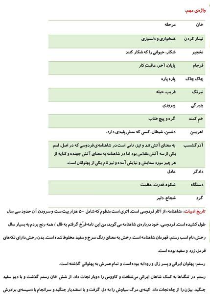 عکس کتاب فارسی ششم درس هفت خان رستم