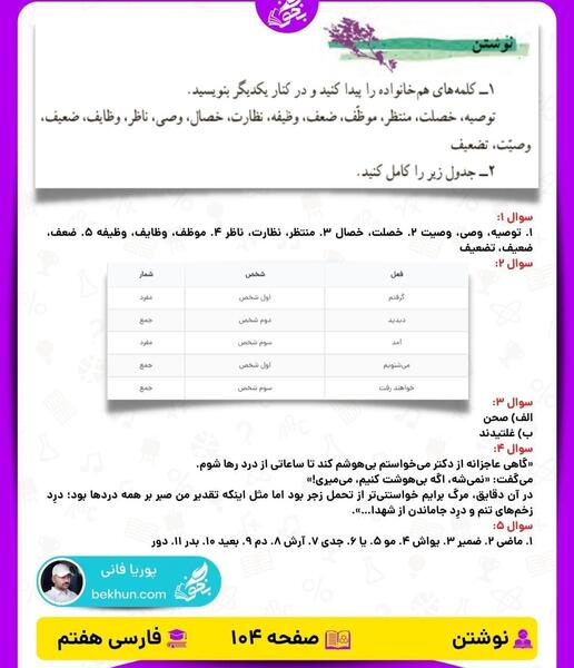 عکس کتاب فارسی هفتم درس اول