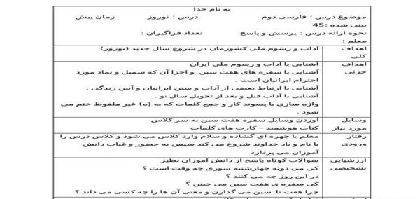 عکس کتاب فارسی دوم دبستان درس نوروز