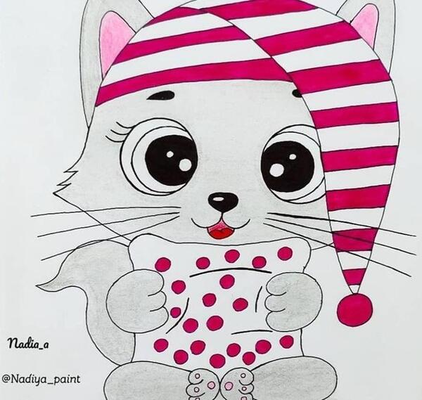عکس گربه ملوس نقاشی
