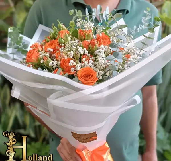 عکس دسته گل رز نارنجی