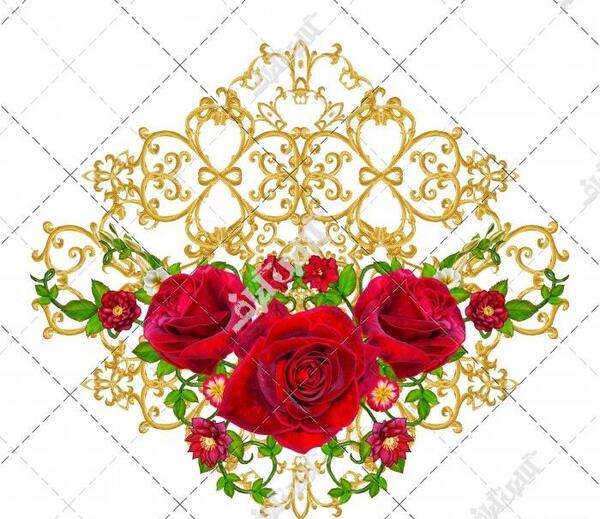عکس گل رز قرمز طلایی