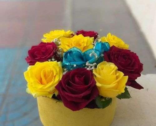 عکس گل رز زرد در گلدان