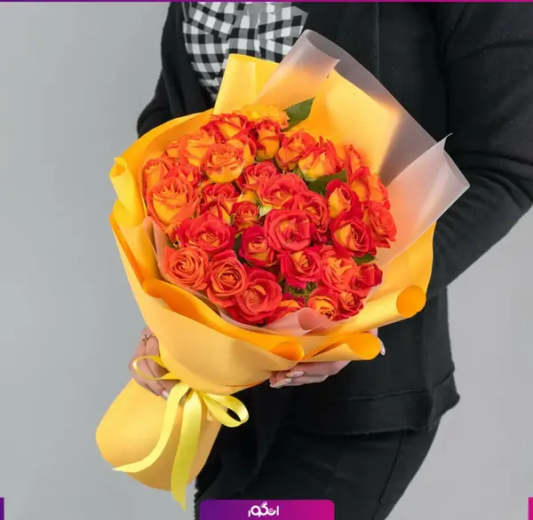 عکس گل رز زرد نارنجی