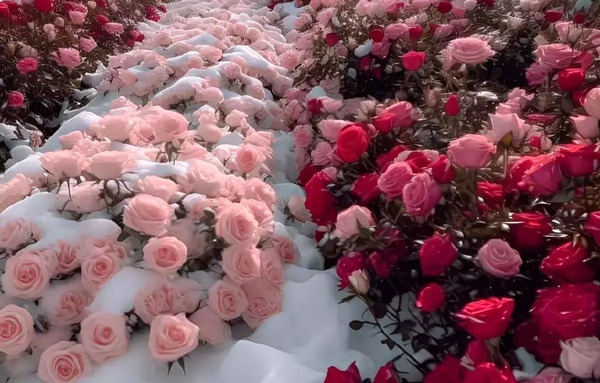 عکس گل رز برفی