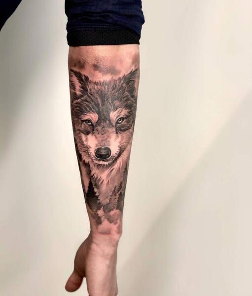 عکس تاتو گرگ ماه