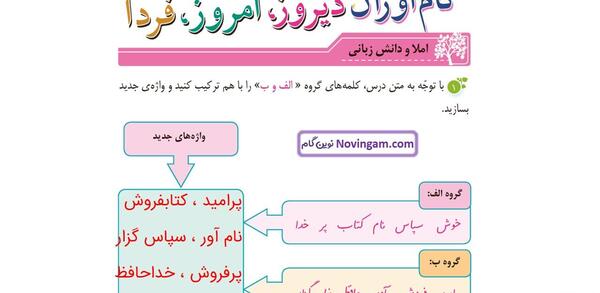 عکس صفحه ۵۶ کتاب نگارش پنجم