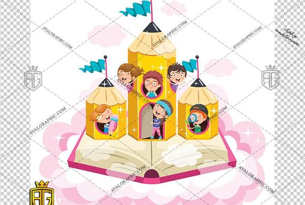 عکس کتاب و مداد کارتونی
