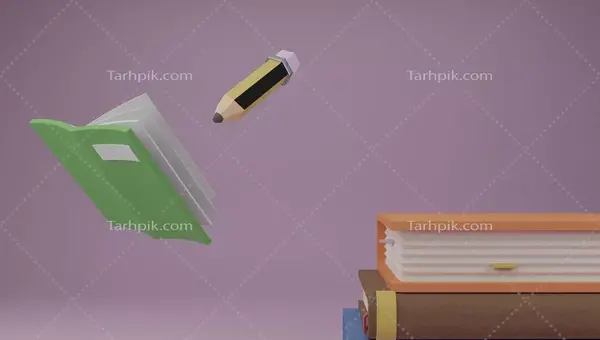 عکس کتاب و مداد کارتونی