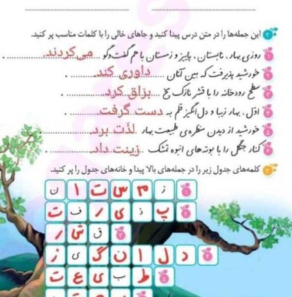 عکس کتاب نگارش چهارم دبستان با جواب