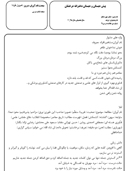 عکس معنی کلمه های کتاب فارسی پنجم دبستان