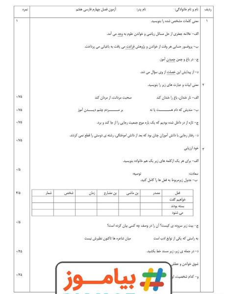 عکس صفحه اول کتاب فارسی هفتم
