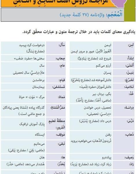 عکس های کتاب عربی نهم