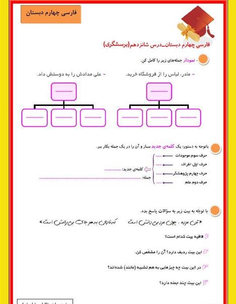 عکس کتاب فارسی چهارم درس پرسشگری