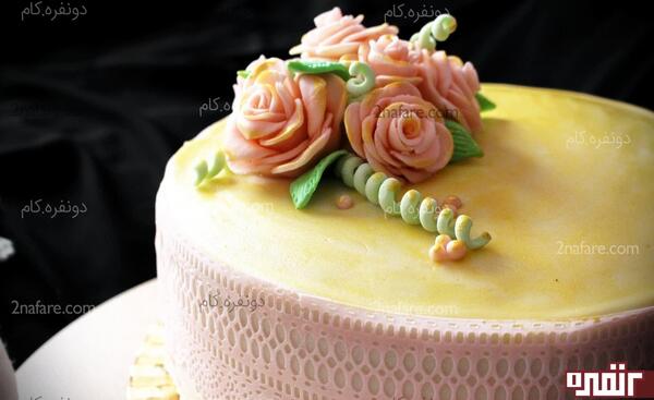 عکس کیک با گل رز