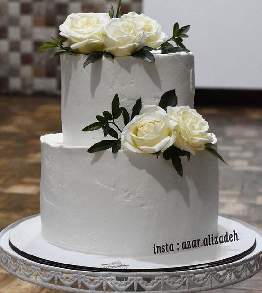 عکس کیک با گل رز