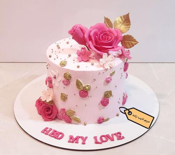 عکس کیک با گل رز