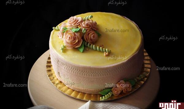 عکس کیک با گل رز