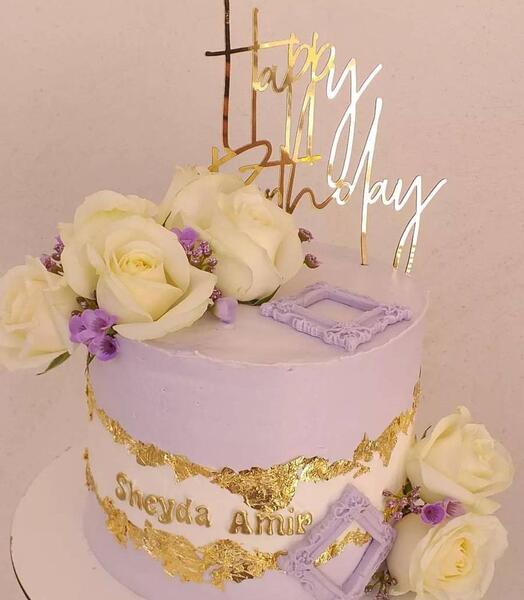 عکس کیک بنفش طوسی