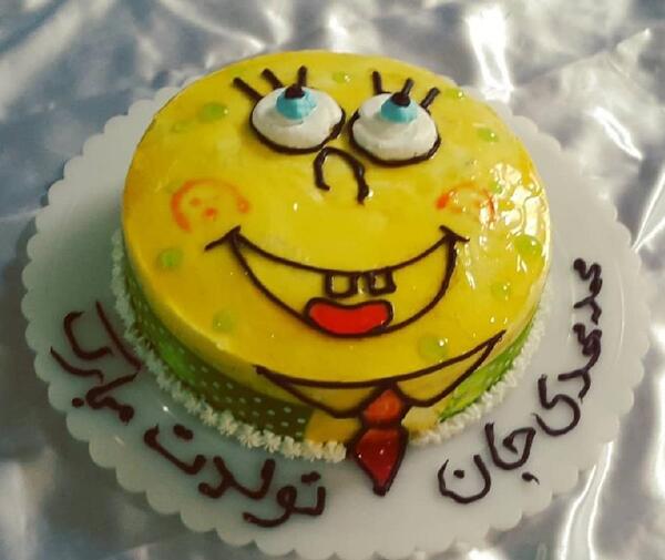 عکس کیک باب اسفنجی گرد