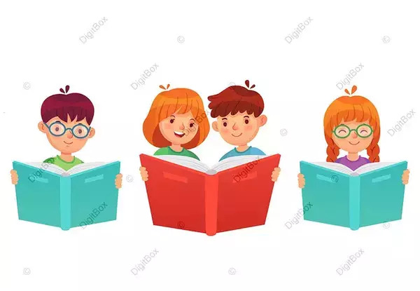 عکس کارتونی دختر درحال کتاب خواندن
