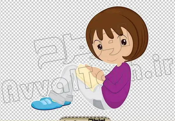 عکس کارتونی دختر درحال کتاب خواندن
