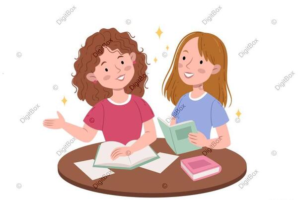 عکس کارتونی دختر درحال کتاب خواندن