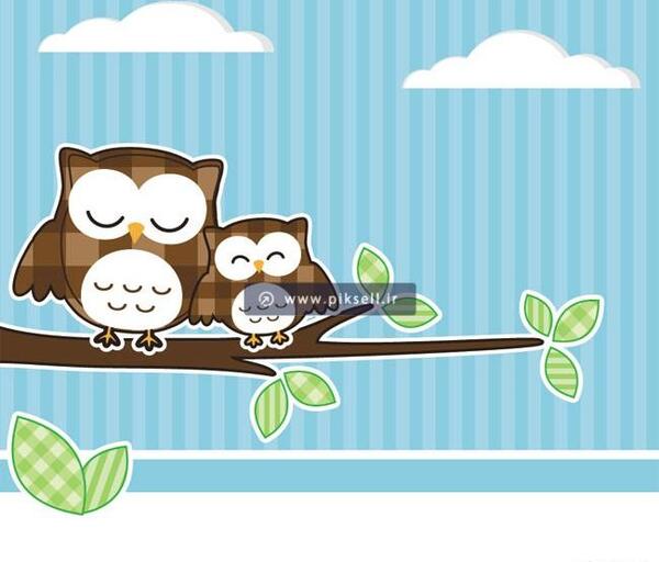 عکس کارتونی گنجشک روی درخت