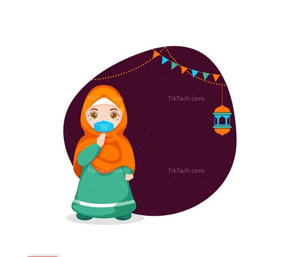 عکس دختر با ماسک کارتونی