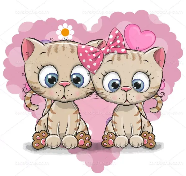 عکس گربه کارتونی صورتی