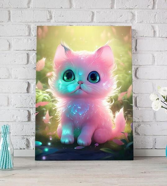 عکس گربه کارتونی صورتی
