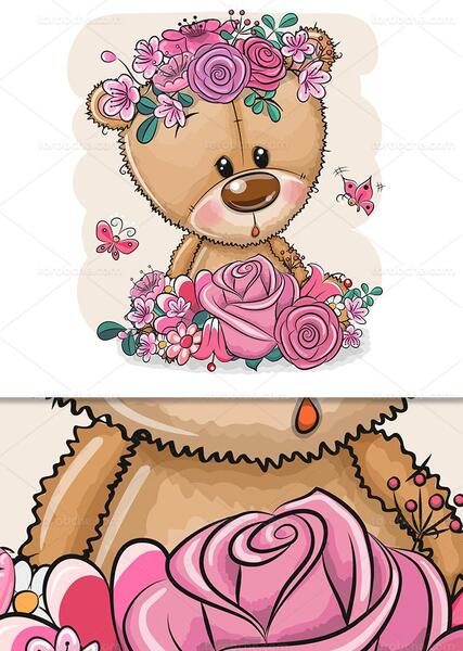 عکس خرس کارتونی صورتی