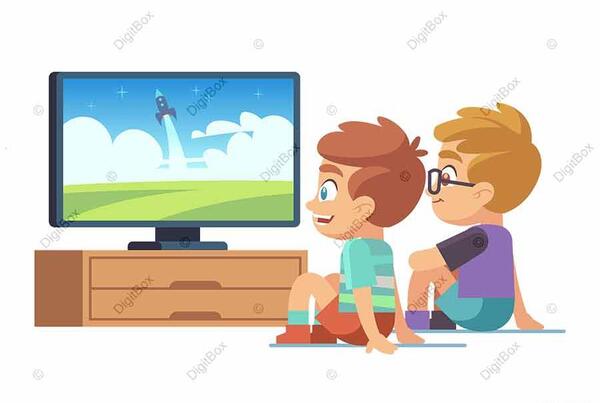 عکس کارتونی تلویزیون دیدن