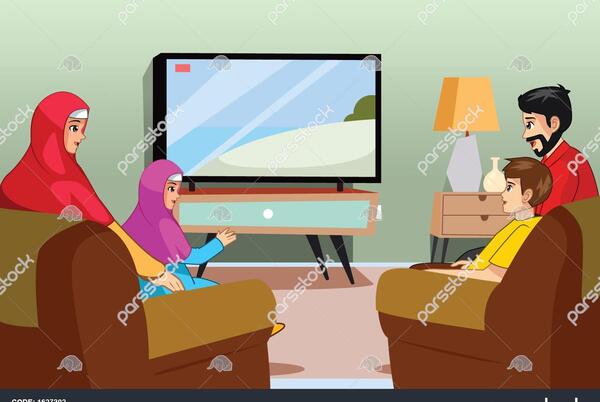 عکس کارتونی تلویزیون دیدن