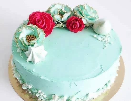 عکس کیک تولد با گل رز