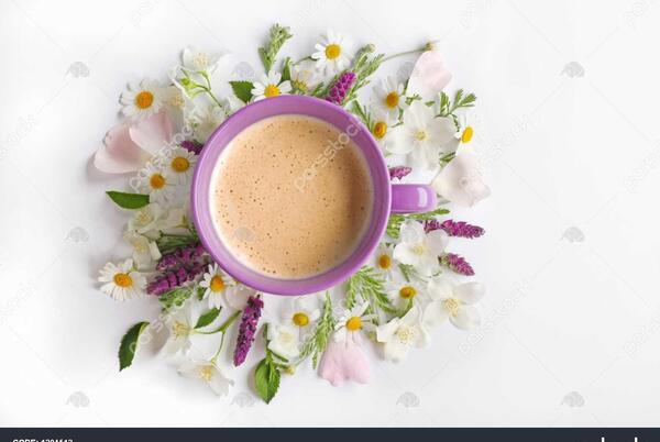 عکس فنجان قهوه و گل
